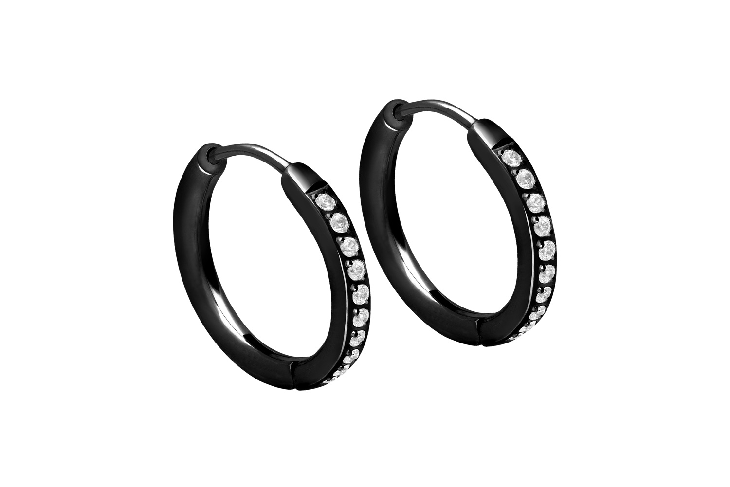 Chirurgenstahl Ohrclicker Creolen EINGEFASSTE KRISTALLE von Piercingline